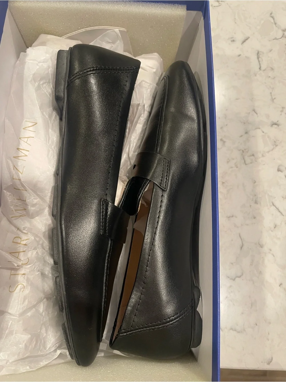 Stuart Weitzman Black Leather Penny Loafers for Men